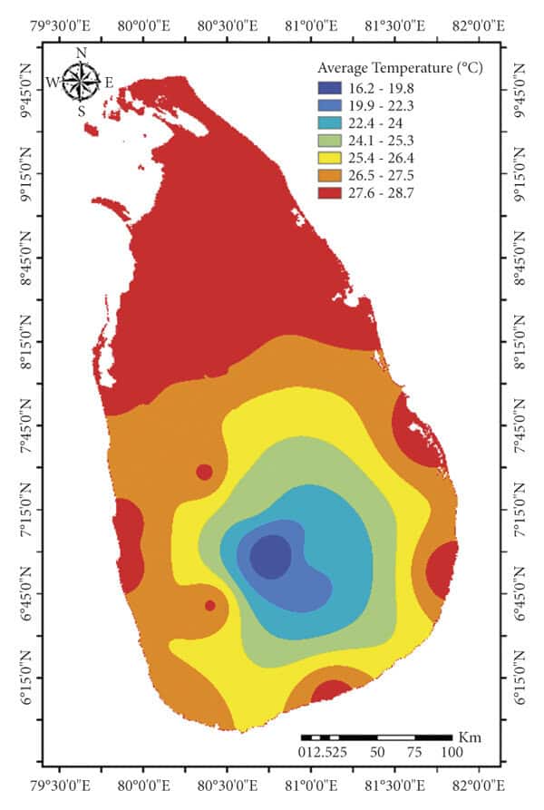 Average Annual Temperature in Sri Lanka
