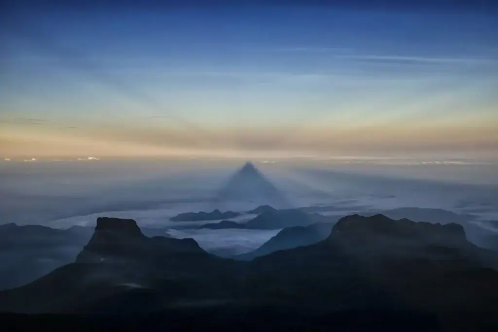 View from the Adam's Peak with its shadow