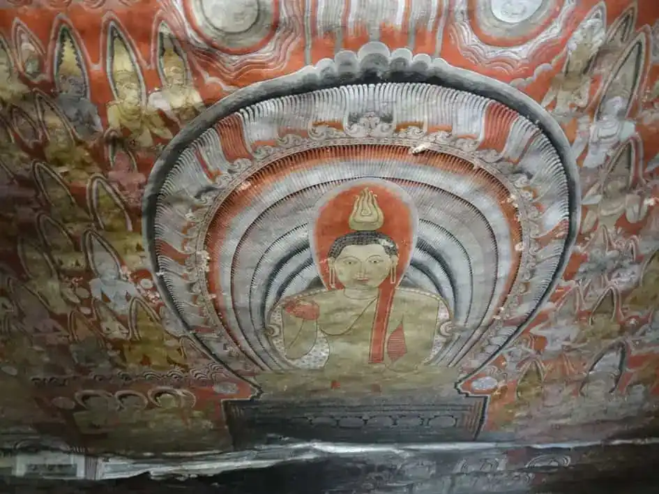 Ancient Rock Paintings - Dambulla Cave Temple