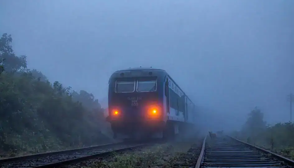 The Blue Train through the Mist