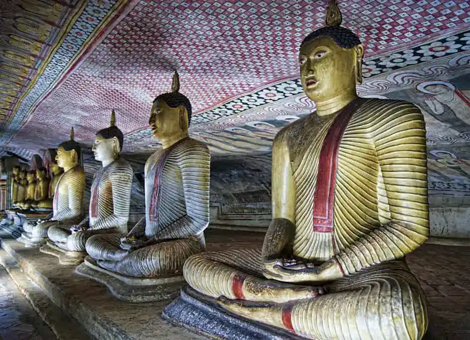 Buddha Statues and Paintings in Dambulla Cave Temple