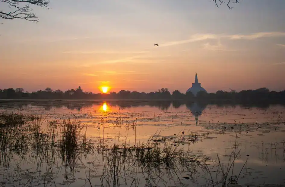 Sunset - Ruwanweli Seya and A Reservoir in Anuradhapura