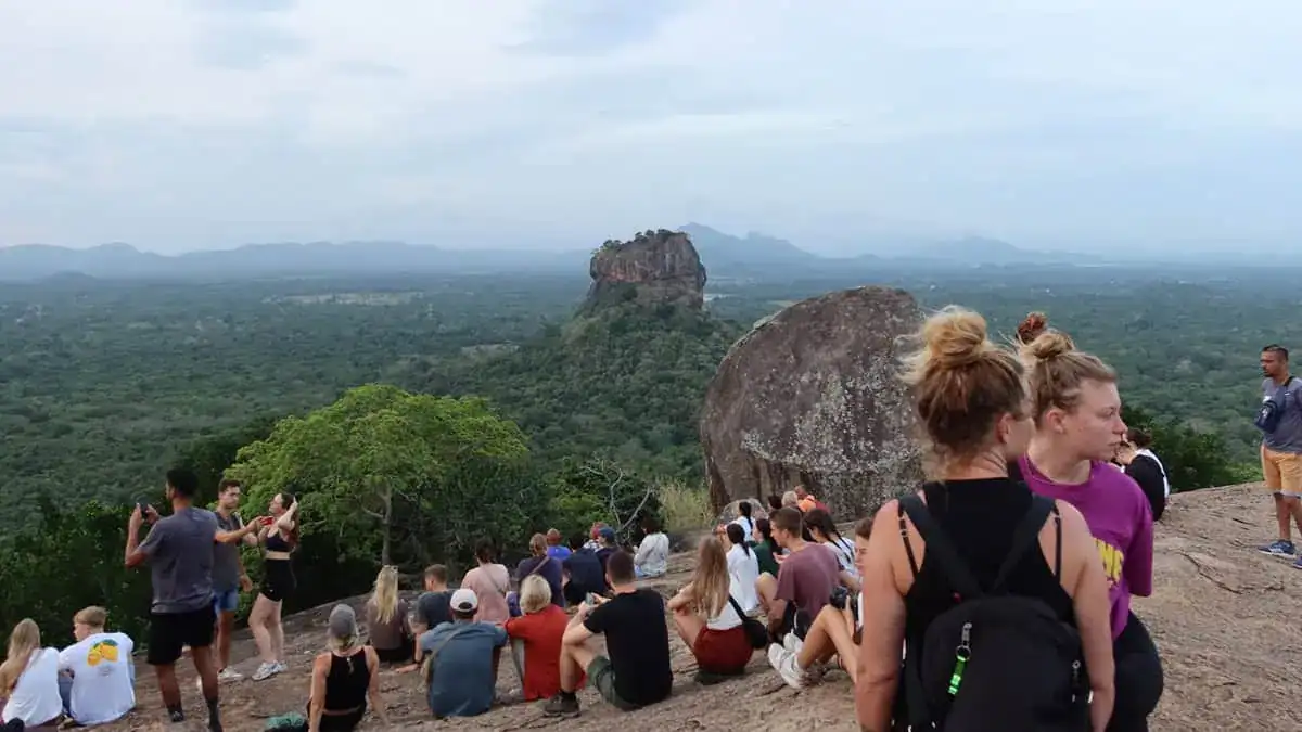 Sigiriya Rock Fortress rising above the forests of central Sri Lanka near the Sigiriya Museum
