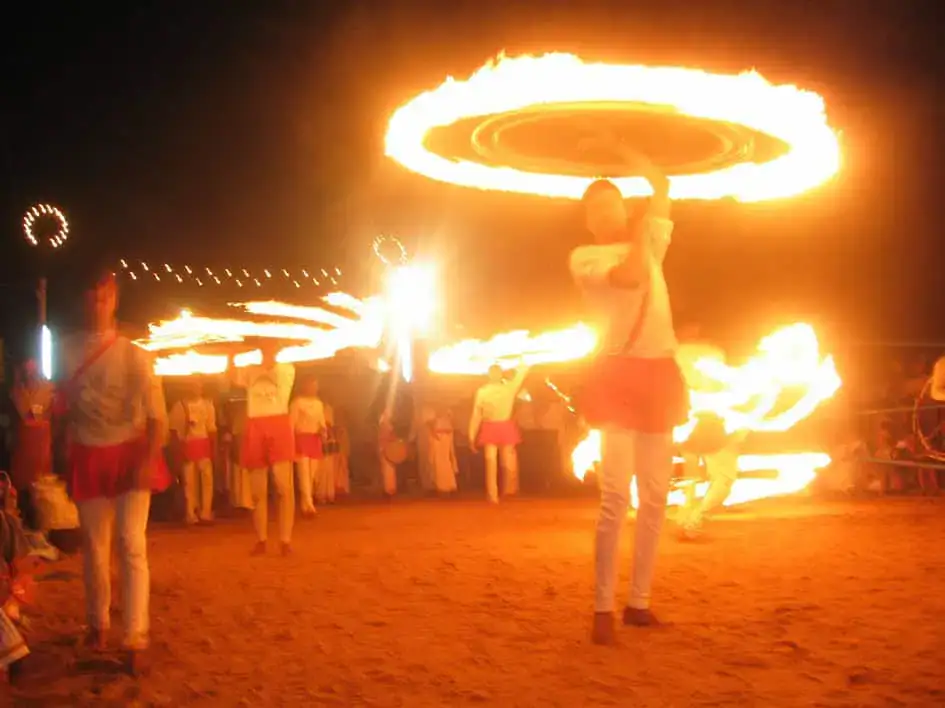 Traditional dancers with fire - Kataragama Esala Perahera