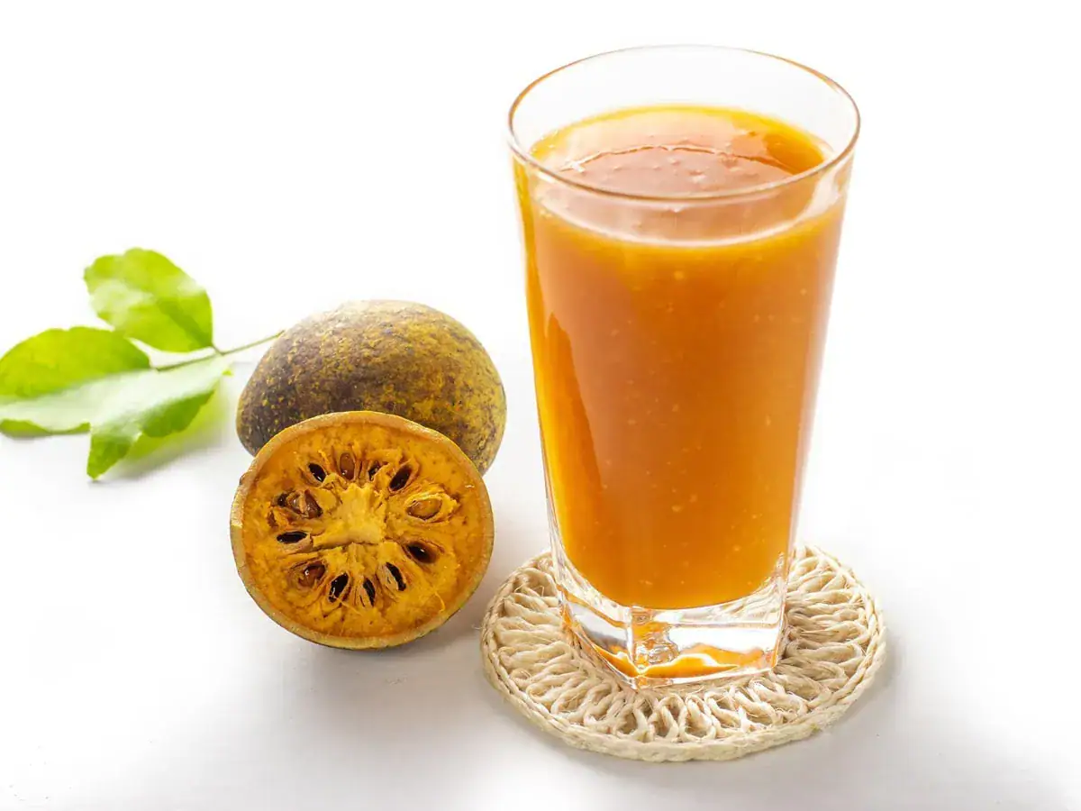 A glass of fresh tropical fruit juice in Sri Lanka