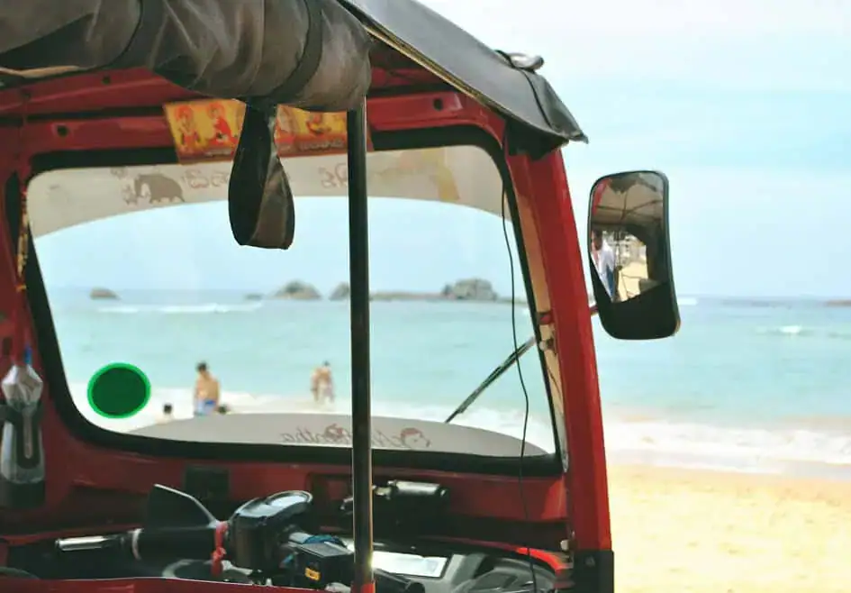 A tuk-tuk near Ahangama Beach