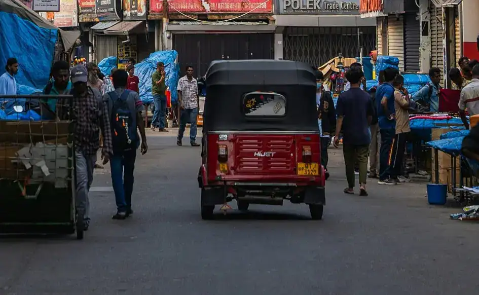 Along a busy road in Colombo