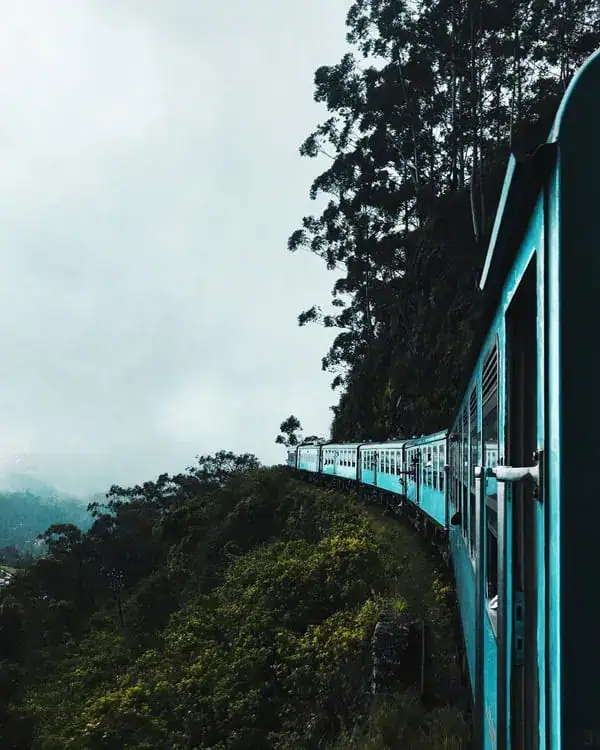 Train travelling through Sri Lanka's hill country