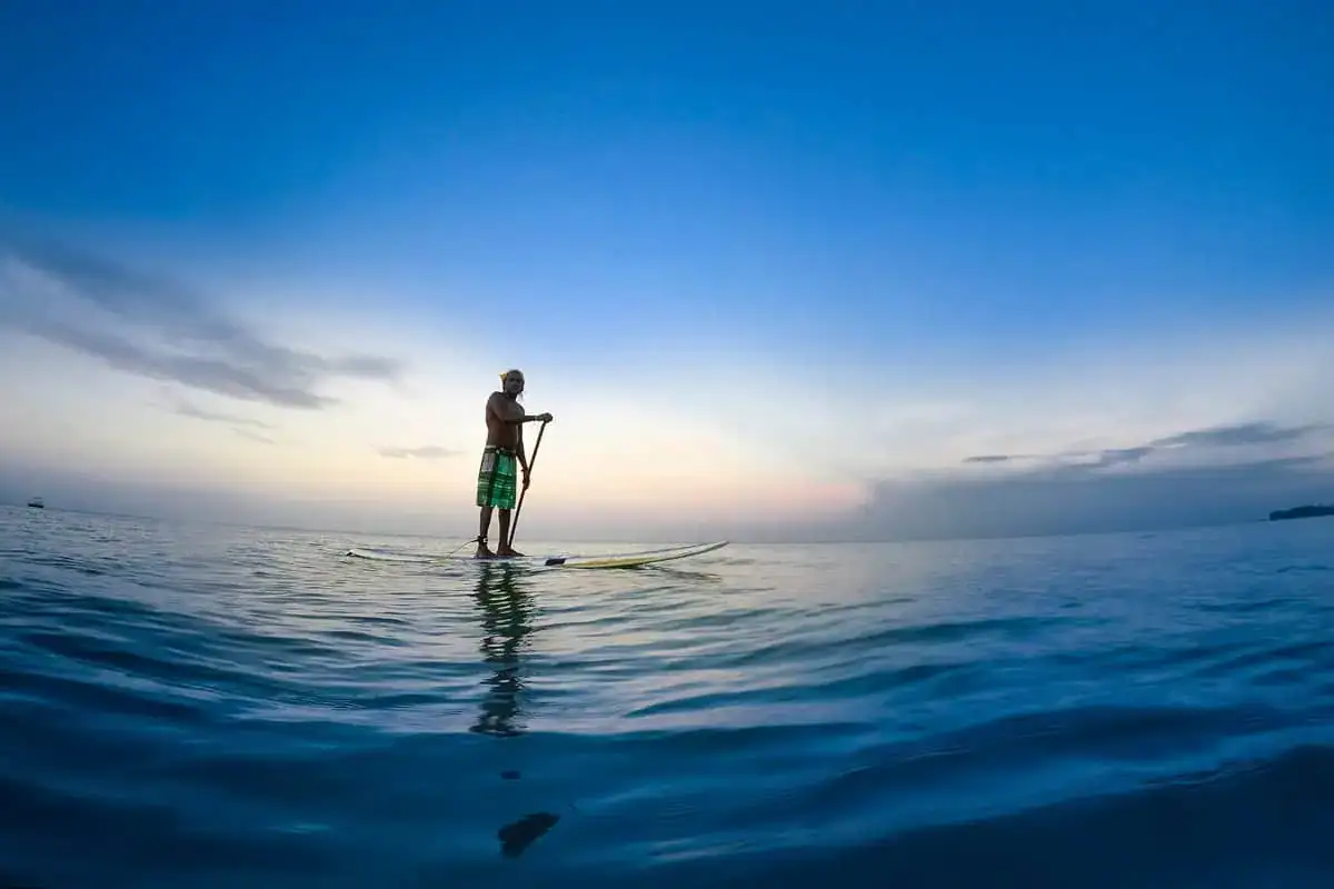 Paddleboarding on the coast of Sri Lanka