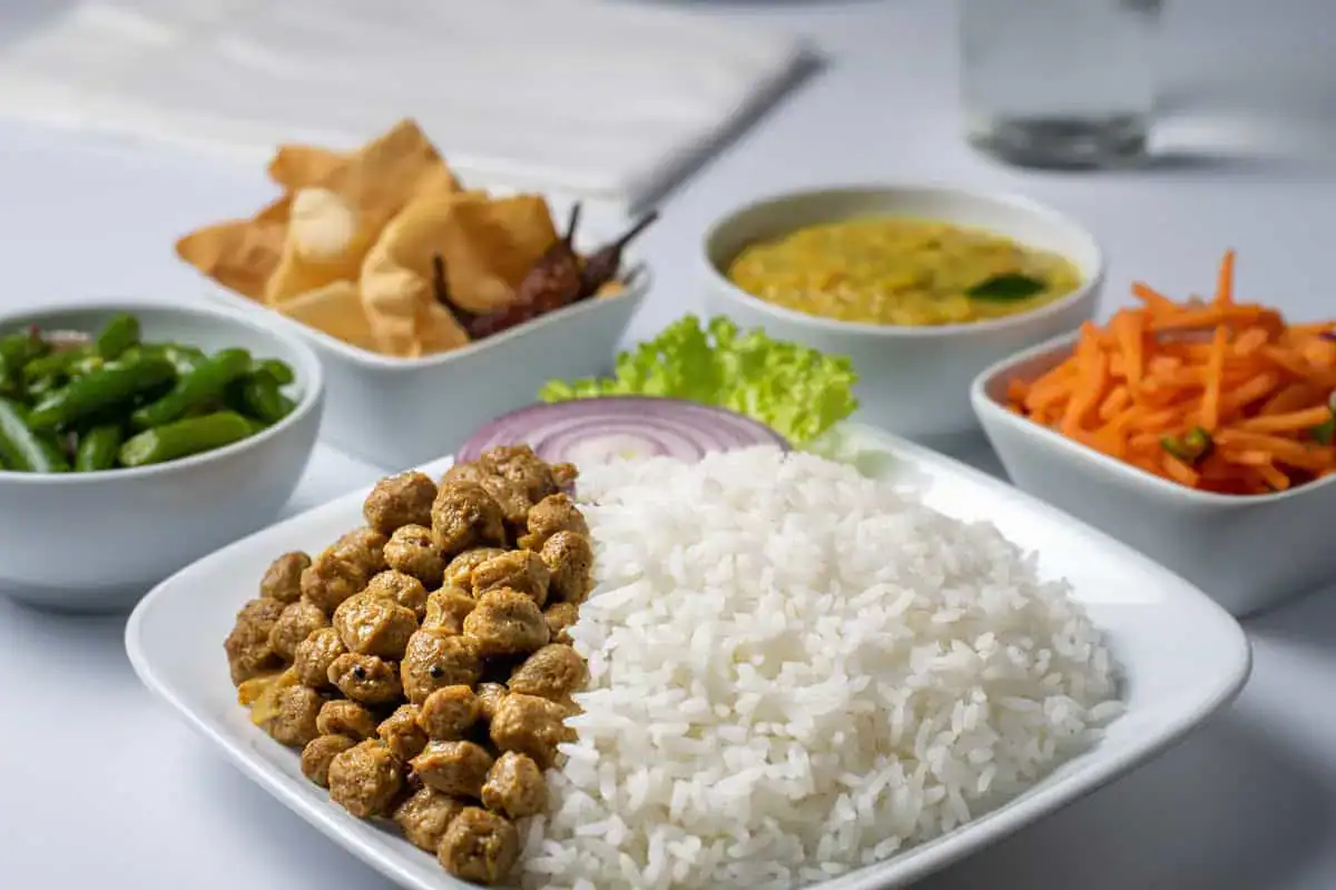Traditional Sri Lankan rice and curry dishes
