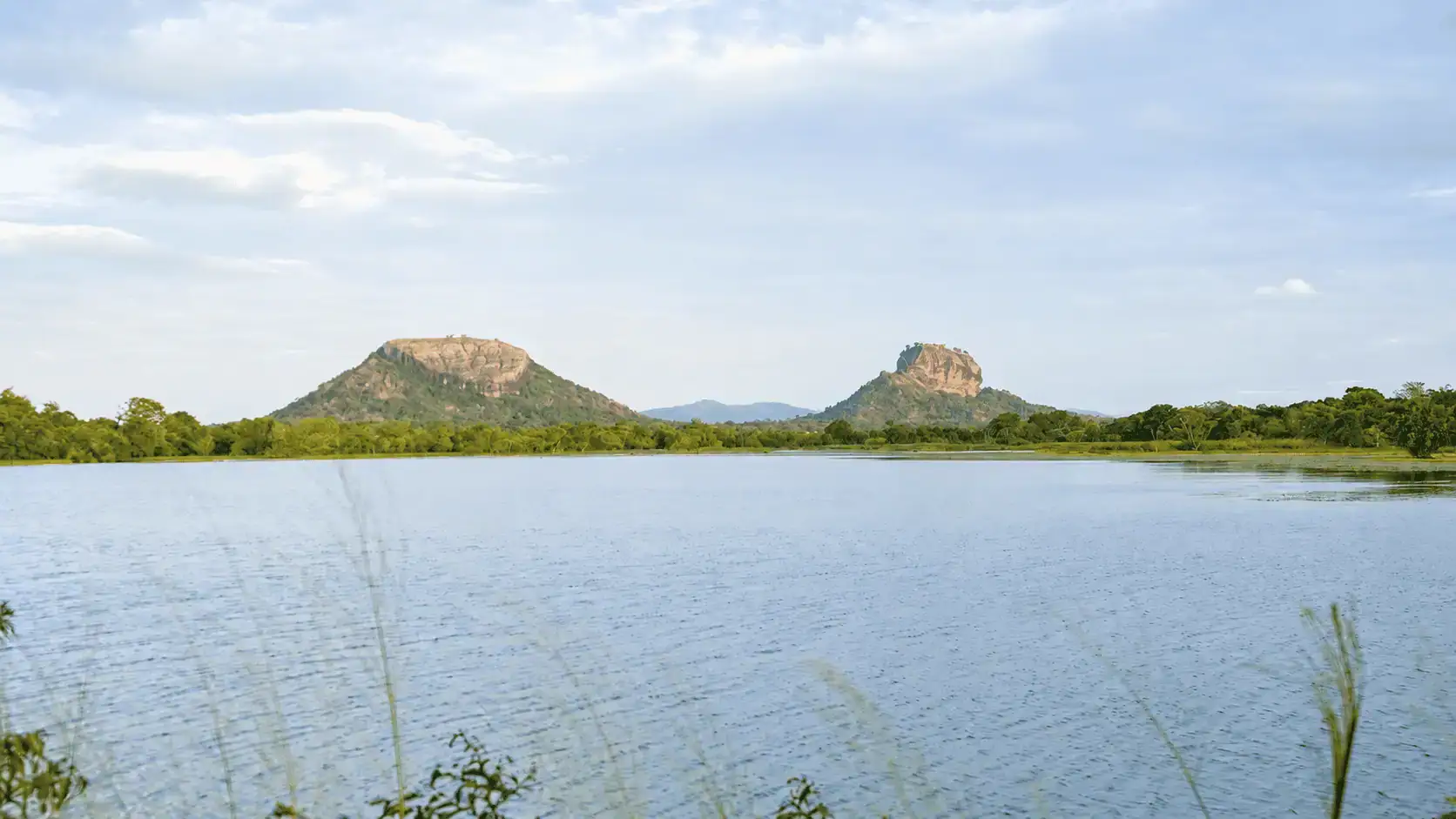 The View of Pidurangala and Sigiriya Rocks from Thalkote Reservoir