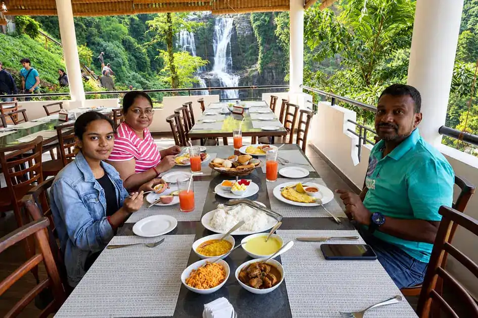 Having Breakfast at Ramboda Falls Hotel